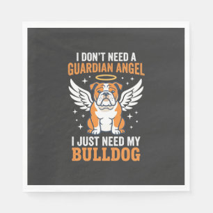 Serviette En Papier Chien ange gardien Bouledogue