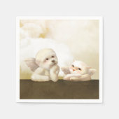 Serviette En Papier Chien angélique et chat sur Cloud (Devant)