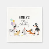 Serviette En Papier Chien Anniversaire Chiot Pawty Animaux Animaux Ani (Devant)