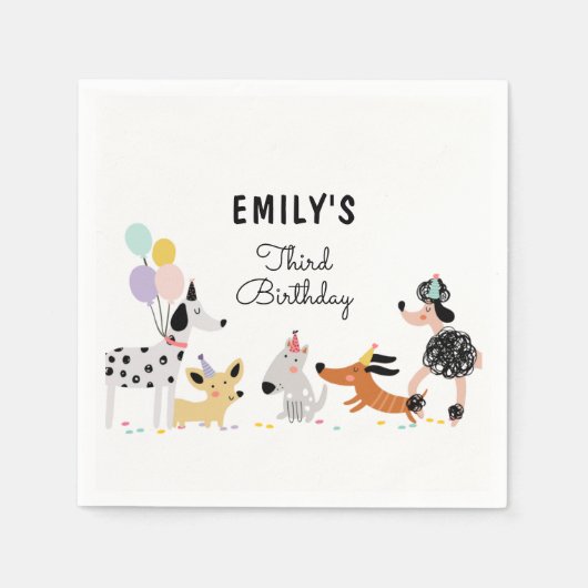 Serviette En Papier Chien Anniversaire Chiot Pawty Animaux Animaux Ani (Devant)