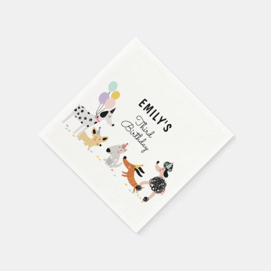 Serviette En Papier Chien Anniversaire Chiot Pawty Animaux Animaux Ani (Coin)
