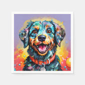 Serviette En Papier Chien avec des lunettes (Devant)