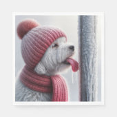 Serviette En Papier Chien Avec Langue Sur Pole Gelé (Devant)