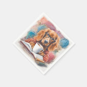 Serviette En Papier Chien avec une coupe de chocolat chaud (Coin)
