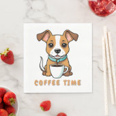 Serviette En Papier chien avec une tasse de café (En situation)