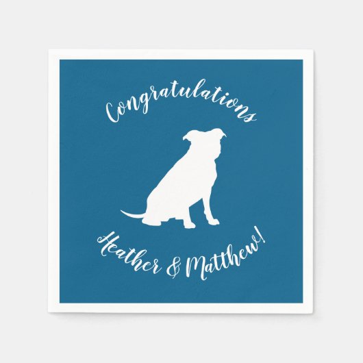 Serviette En Papier Chien Baby shower Pit Pitbull Blue Boy (Devant)