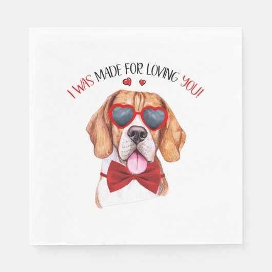 Serviette En Papier Chien beagle fait pour vous aimer (Devant)