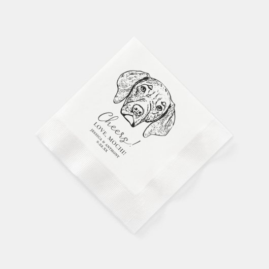 Serviette En Papier Chien beagle salue personnalisation Chien Mariage  (Coin)