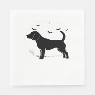 Serviette En Papier Chien beagle - Silhouette de lune d'Halloween surd