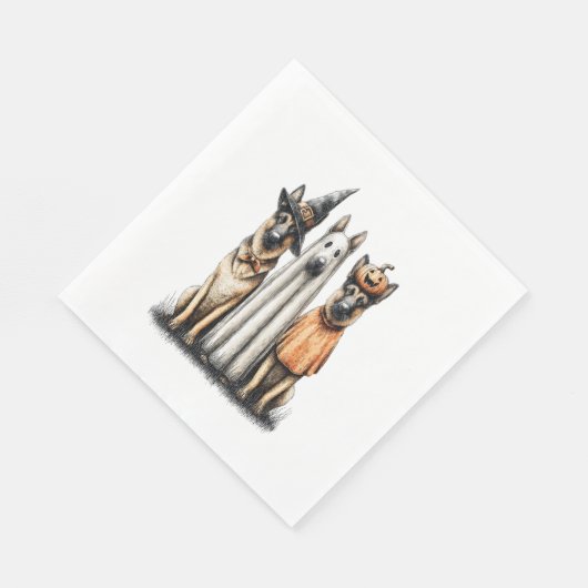 Serviette En Papier Chien berger allemand Halloween Ghost (Coin)