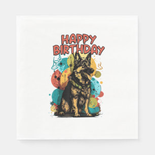 Serviette En Papier Chien berger allemand joyeux fête d'anniversaire S