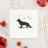 Serviette En Papier Chien berger allemand - Silhouette de lune d'Hallo (En situation)