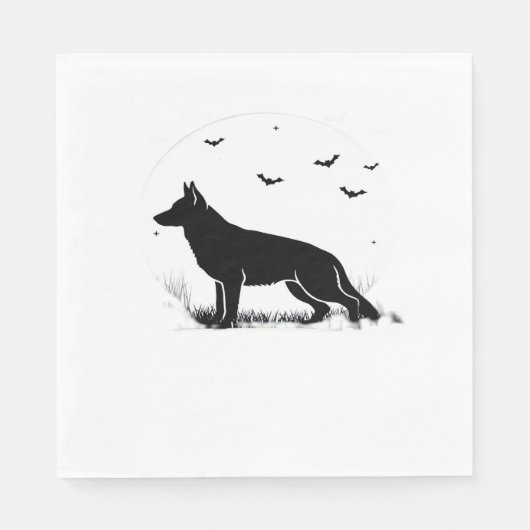 Serviette En Papier Chien berger allemand - Silhouette de lune d'Hallo (Devant)