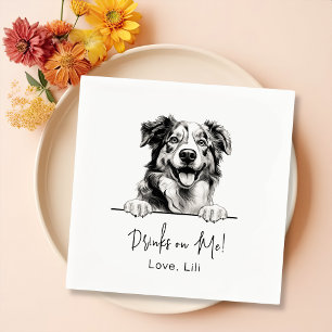 Serviette En Papier Chien Berger Australien Boissons Personnalisées Su