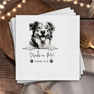 Serviette En Papier Chien Berger Australien Boissons Personnalisées Su
