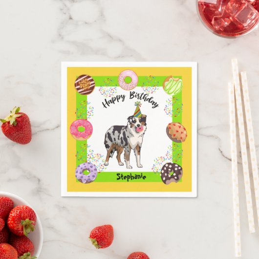 Serviette En Papier Chien berger australien fête d'anniversaire Napkin (En situation)
