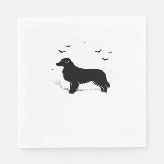 Serviette En Papier Chien berger australien - Halloween Moon Silhouett (Devant)