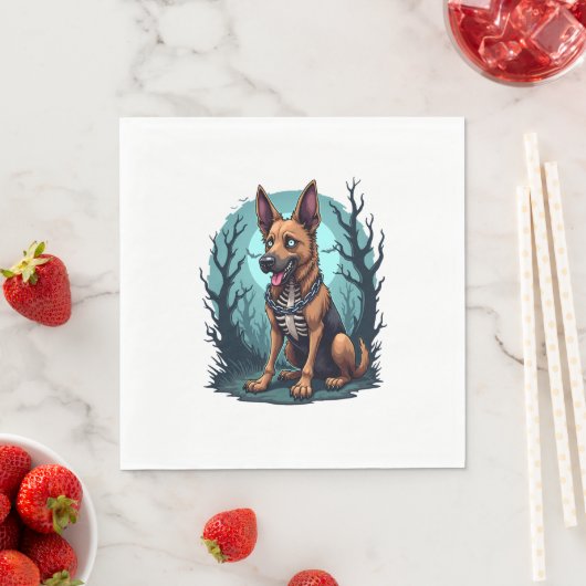 Serviette En Papier Chien berger de squelette (En situation)