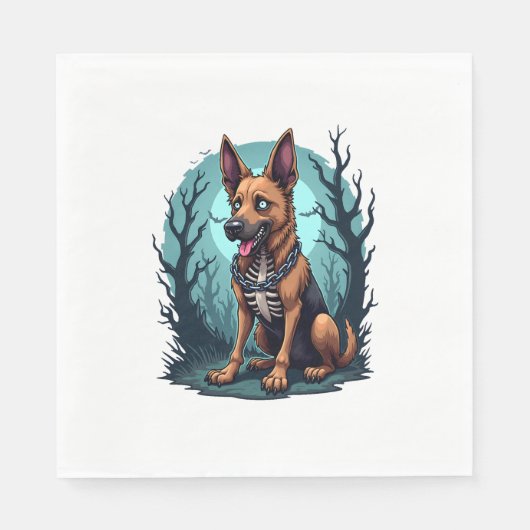 Serviette En Papier Chien berger de squelette (Devant)