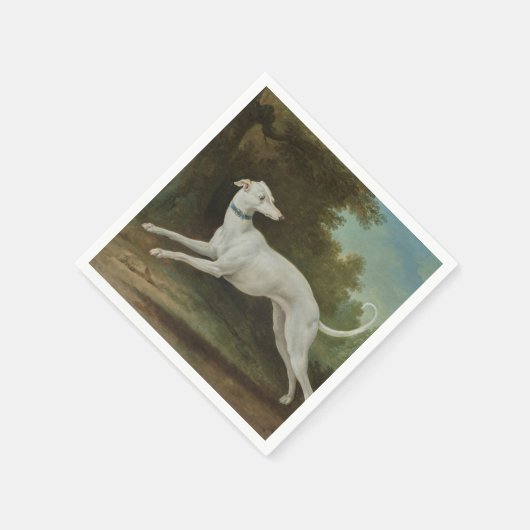 Serviette En Papier Chien blanc gris (par Jean-Baptiste Oudry) (Coin)