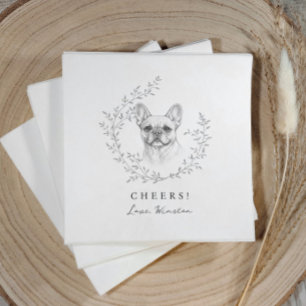 Serviette En Papier Chien Bouledogue Français Élégant Mariage Chien de
