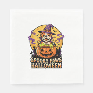 Serviette En Papier Chien bouledogue Halloween nuit de citrouille