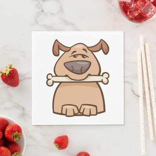 Serviette En Papier Chien Brown Avec Naples Os (En situation)