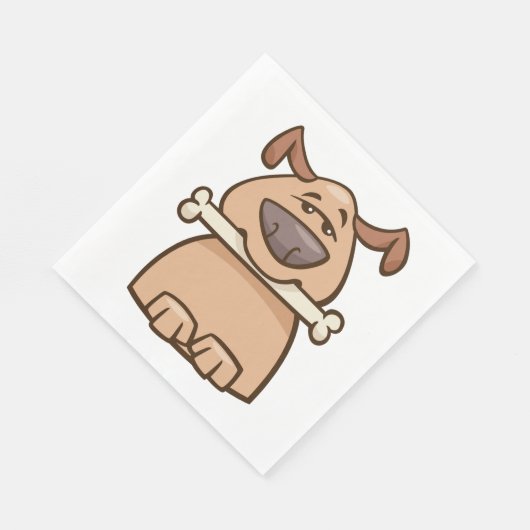 Serviette En Papier Chien Brown Avec Naples Os (Coin)