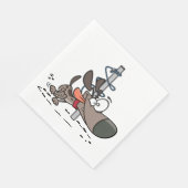 Serviette En Papier Chien caricaturé serré autour d'un pôle avec des f (Coin)