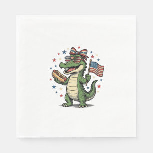 Serviette En Papier Chien Chaud Alligator Patriotique Vintage Vector T