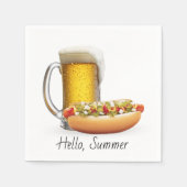 Serviette En Papier Chien chaud et bière sur blanc (Devant)