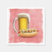 Serviette En Papier Chien chaud et bière sur En vichy (Devant)