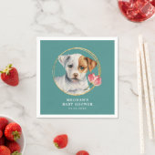 Serviette En Papier Chien chic mignon avec Baby shower à fleurs (En situation)