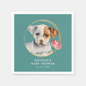 Serviette En Papier Chien chic mignon avec Baby shower à fleurs (Devant)