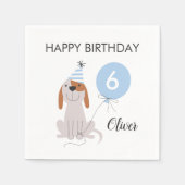 Serviette En Papier Chien Chien bleu fête d'anniversaire (Devant)