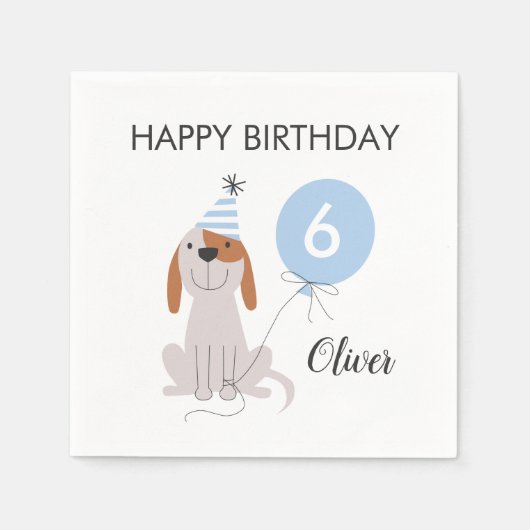 Serviette En Papier Chien Chien bleu fête d'anniversaire (Devant)