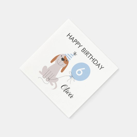Serviette En Papier Chien Chien bleu fête d'anniversaire (Coin)