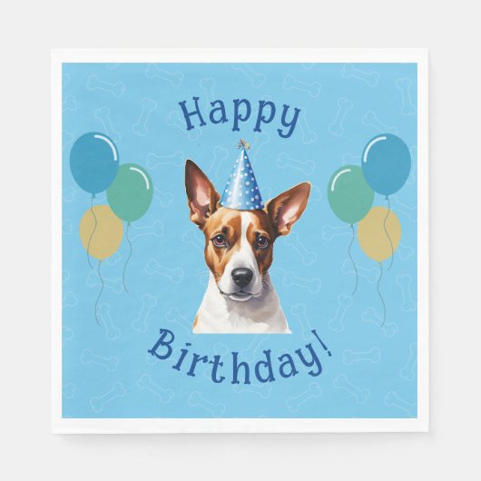 Serviette En Papier Chien Chien Chien Bleu Anniversaire Paw ty (Devant)