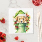 Serviette En Papier Chien Chien Chien Santa Chapeau Golden Retriever N (En situation)