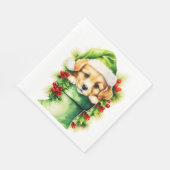 Serviette En Papier Chien Chien Chien Santa Chapeau Golden Retriever N (Coin)