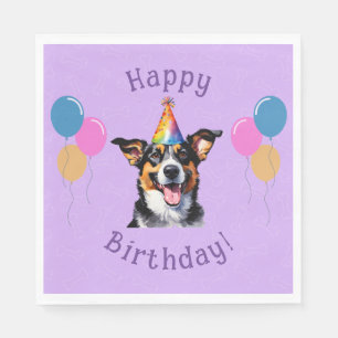 Serviette En Papier Chien Chien pourpre Anniversaire Paw ty