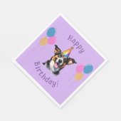 Serviette En Papier Chien Chien pourpre Anniversaire Paw ty (Coin)