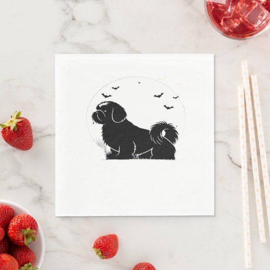 Serviette En Papier Chien Chih Tzu - Silhouette de lune d'Halloween Cl (En situation)