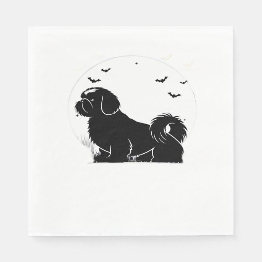 Serviette En Papier Chien Chih Tzu - Silhouette de lune d'Halloween Cl (Devant)