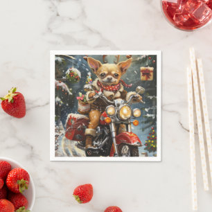 Serviette En Papier Chien Chihuahua à moto Noël