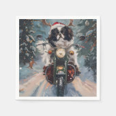 Serviette En Papier Chien Chin japonais équitation moto Noël (Devant)