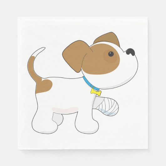 Serviette En Papier Chien chiot blessé (Devant)