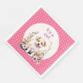 Serviette En Papier Chien chiot en fleurs Baby shower de fille C'est u (Coin)