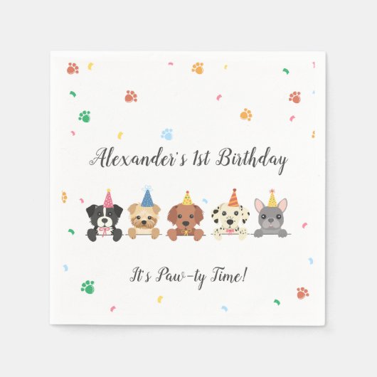 Serviette En Papier Chien chiot fête d'anniversaire (Devant)