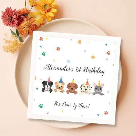 Serviette En Papier Chien chiot fête d'anniversaire